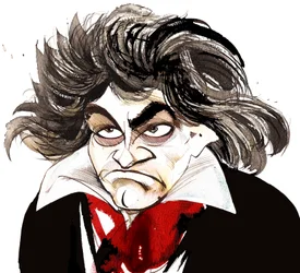 Deutscher Komponist Ludwig van Beethoven (1770-1827); Karikatur